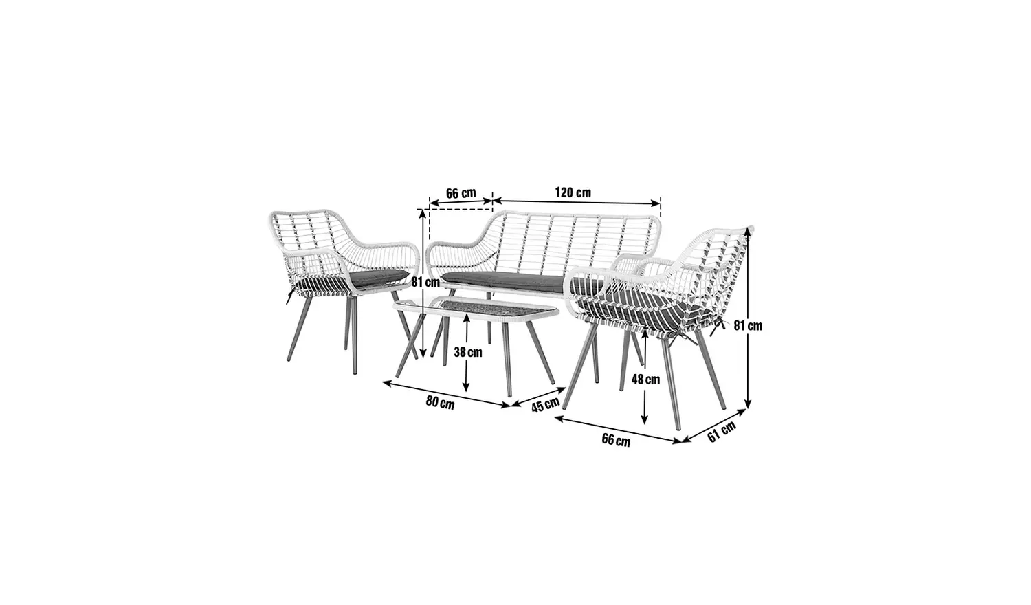 Habitat 4 Seater Bamboo Effect Garden Sofa Set