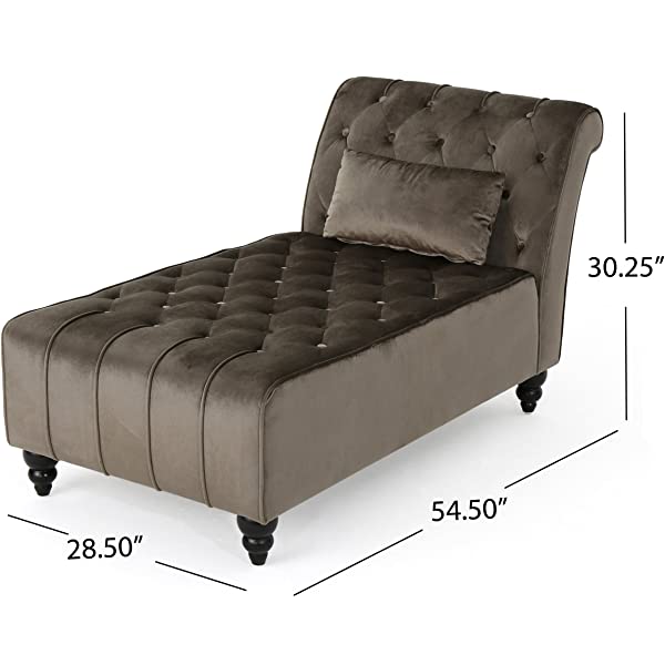 Christopher Knight Home Rubie Velvet Chaise, Grey