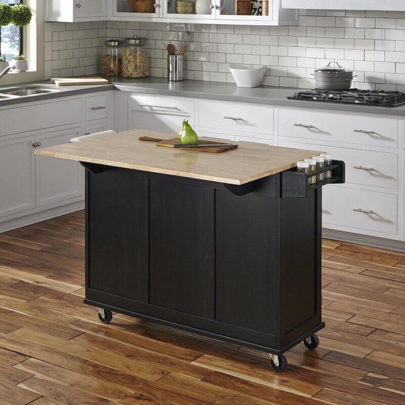 Kuhnhenn 53.5'' Wide Rolling Kitchen Cart with Solid Wood Top