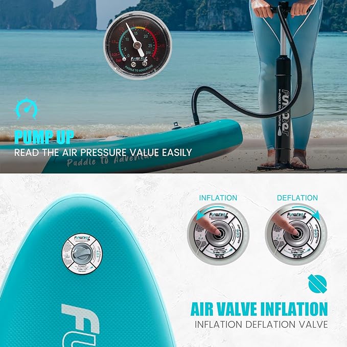 FunWater Inflatable Stand UP Paddle Board Ultra-Light Green Pink Everything Included ISUP, Adj Paddle, Pump, SUP Backpack, Leash, Waterproof Bag, Non-Slip Deckpad Youth