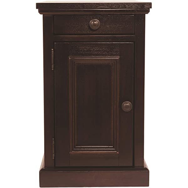 Signature Design by Ashley Tyler Creek Rustic Chair Side End Table with Pull-Out Tray & USB Ports, Brown Blackish Brown Table