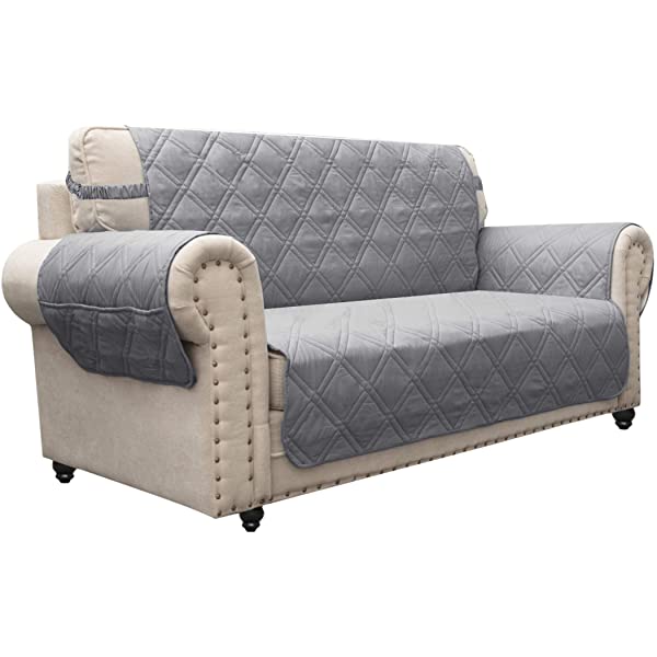 Ameritex Loveseat Cover Water-Resistant Quilted Furniture Protector with Back Nonslip Paws Slipcover for Dogs, Kids, Pets Loveseat Slipcover Stay in Place for Leather (46