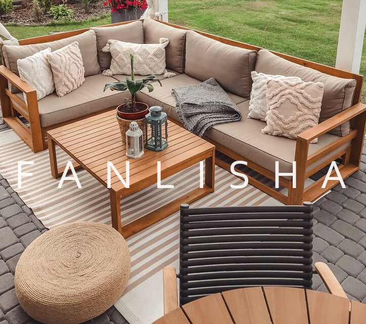 Garden corner sofa, coffee table & furniture cover