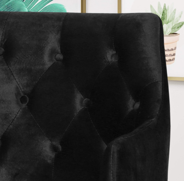 Christopher Knight Home Fern Modern Tufted Glam Accent Chair with Velvet Cushions and U-Shaped Base, Black and Gold Finish