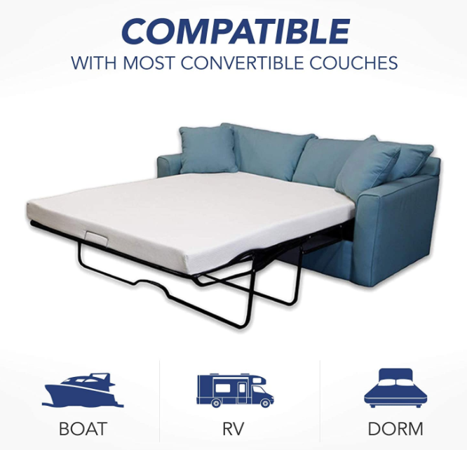 DynastyMattress 4-inch Cool Gel Memory Foam Mattress for Convertible Sofa & Couch Beds Queen Size