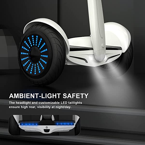 Hiboy J5 Self-Balancing Electric Scooter with Steering Bar, Smart Self-Balancing Hoverboards with APP Control, White and Black