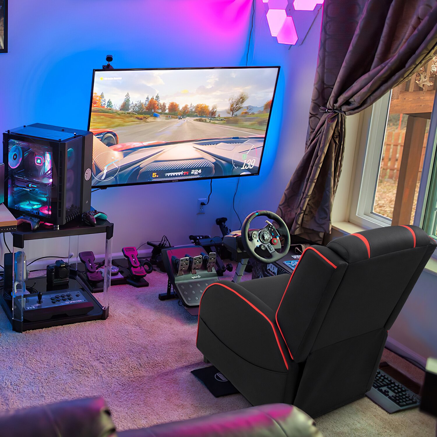 【Furniture】Faux Leather Reclining Massage Chair