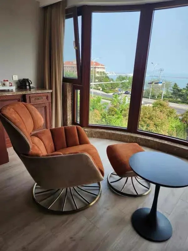 VISN Italian leisure chair living room home designer style light luxury leather single.