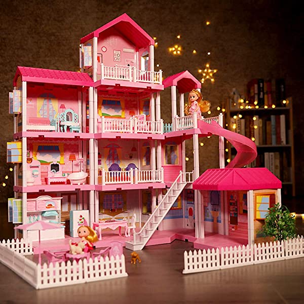 Dollhouse with Dollhouse Furniture and Dolls Dream Doll House for Little Girls 5 Year Olds 1:12 Scale for Kids Pretend Play Doll House Toy Playset Perfect Toddler Girls and Kids' Toy with Accessories dolls villa