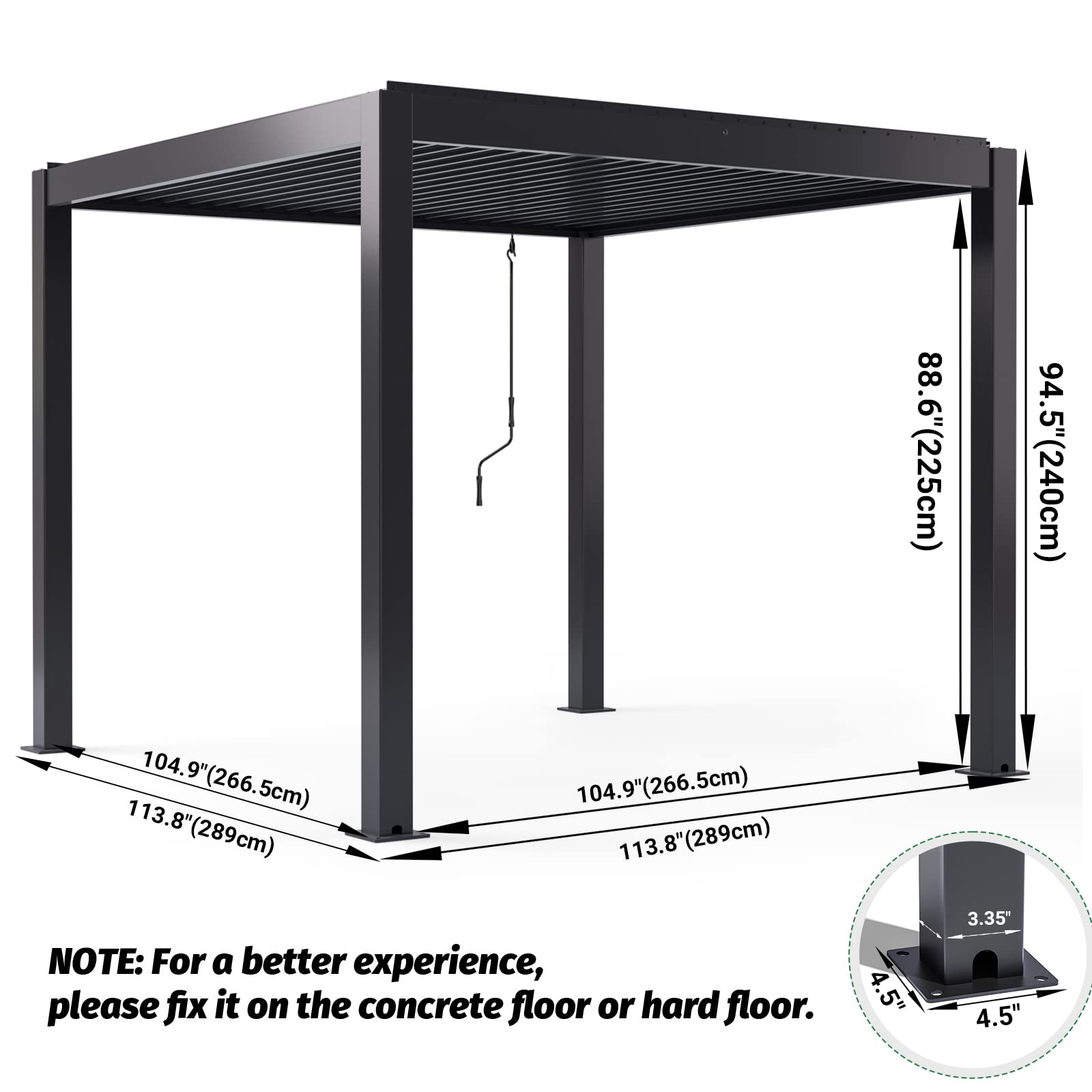 【Home&Garden】【BS】10'x10' NO Corrosion Louvered Pergola, High Strength Gazebo for Yard