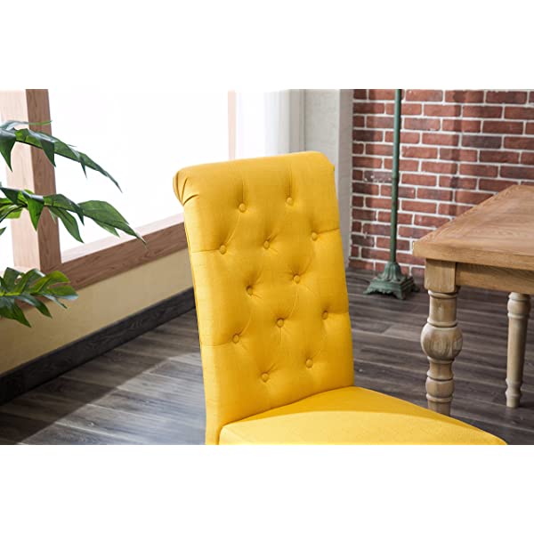 Roundhill Furniture Habitanian 6-Piece White Wash Dining Set with Tufted Chairs and Bench, Beige