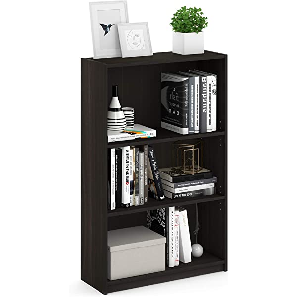 FURINNO JAYA Simple Home 3-Tier Adjustable Shelf Bookcase, White White 3-Tier Bookcase