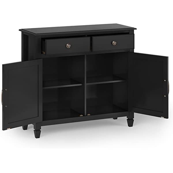 SIMPLIHOME Connaught SOLID WOOD 40 inch Wide Transitional Entryway Storage Cabinet in Dark Chestnut Brown, with 2 Drawers, 2 Doors, Adjustable Shelves