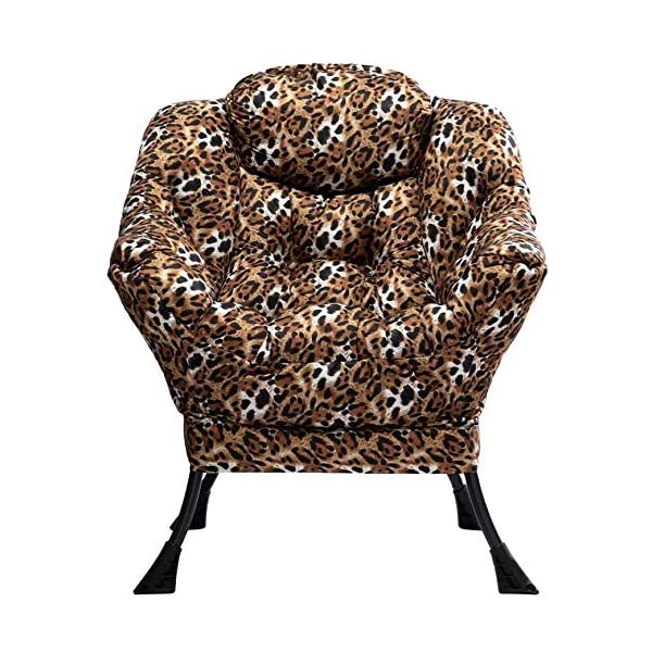 AbocoFur Modern Large Cotton Fabric Lazy Chair，Accent Contemporary Lounge Chair, Single Steel Frame Leisure Sofa Chair with Armrests and A Side Pocket, Beige