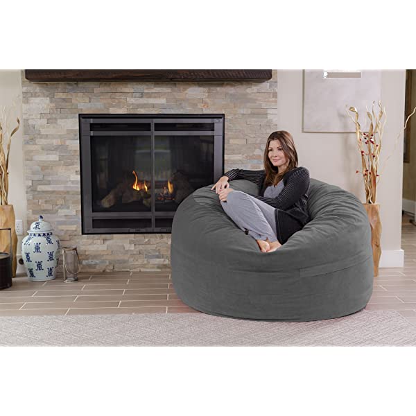 Chill Sack Bean Bag Chair: Giant 5' Memory Foam Furniture Bean Bag - Big Sofa with Soft Micro Fiber Cover - Navy Microsuede - Navy