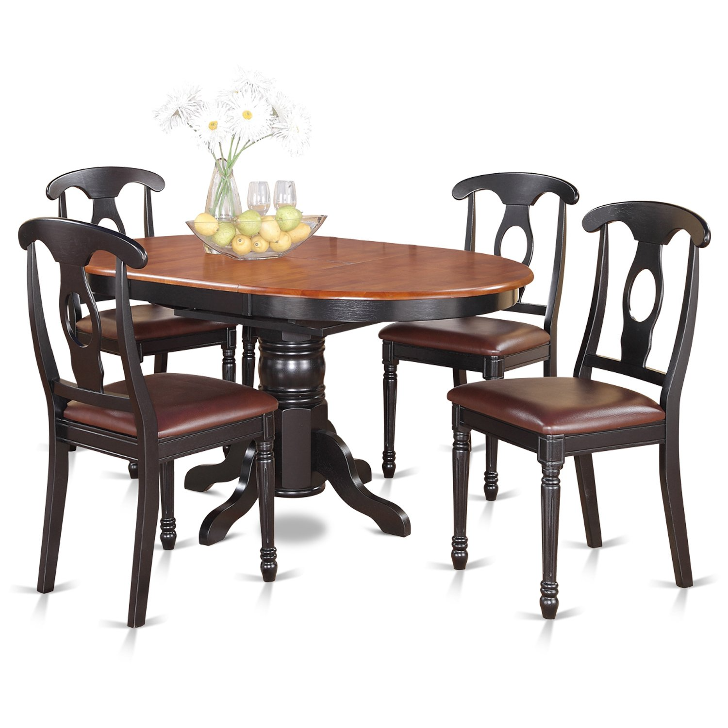 【Furniture】5 Pc Dining Room Set for 4-Oval Dining Table & 4 Dining Chairs