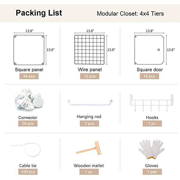 YOZO Cube Storage Organzier Portable Closet Wardrobe Bedroom Dresser (71x14x71 inches) Portable Closet Cube Shelf Armoire Pantry Cabinet, 25 Cubes, Blue 25Cubes Blue