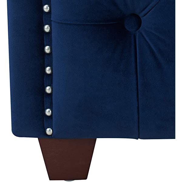 Jennifer Taylor Home Marcella Collection Queen Wingback Tufted Hand-Applied Nail Heads Upholstered Bed, Antique White Antique White Queen