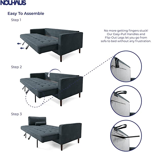 Nouhaus Module, Sleeper Sofa Bed Couch. 7ft Luxury Convertible Sofa Futon Bed with No Roll Together Latex. Ivory Woven Pull Out Bed for Bedroom Couch, Small Apartment Furniture Sofas or RV Couch Woven/Knit Ivory