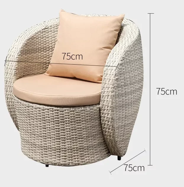 Terrace balcony single and double leisure living room combination outdoor rattan chair coffee table