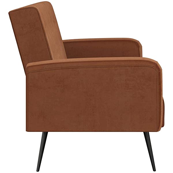 Novogratz 2360379N Z Stevie, Convertible Sofa Bed Couch, Ivory Velvet Futon