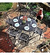 Lazy Susan June 6 Seater Oval Garden Table and Chairs Set, Maintenance Free, Weatherproof, Cast A...