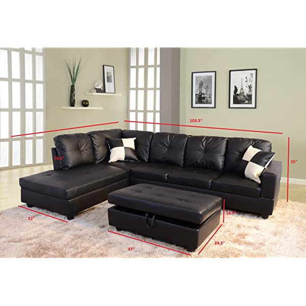 Beverly Fine Funiture Sectional Sofa Set, 92A White