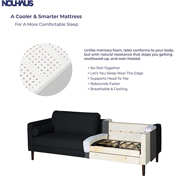 Nouhaus Module, Sleeper Sofa Bed Couch. 7ft Luxury Convertible Sofa Futon Bed with No Roll Together Latex. Ivory Woven Pull Out Bed for Bedroom Couch, Small Apartment Furniture Sofas or RV Couch Woven/Knit Ivory