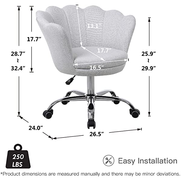 MTFY Modern Home Office Swivel Chair, Shell Desk Chair with Adjustable Height, Upholstered Ergonomic Computer Desk Chair Leisure Task Chair Accent Armchair for Office, Living Room,Bedroom (Beige)