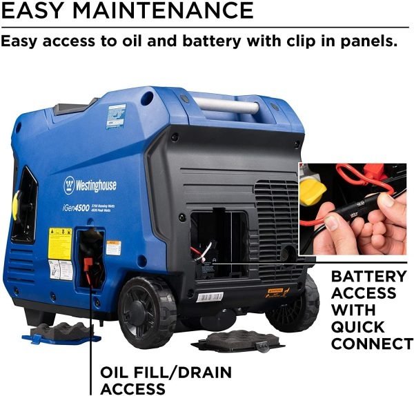 Westinghouse iGen4500 Super Quiet Portable Inverter Generator 3700 Rated & 4500 Peak Watts, Gas