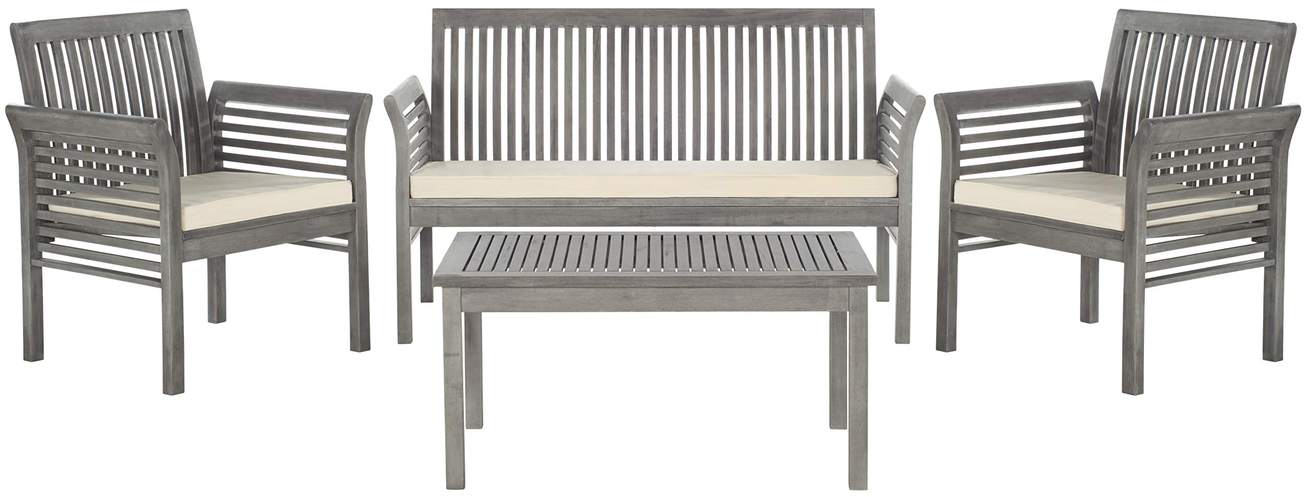 【Furniture】Outdoor Collection Carson Grey Wash/ Beige Cushions 4-Piece Conversation Patio Set