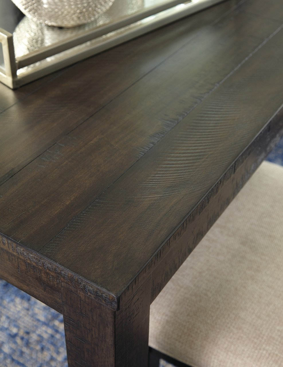 【Furniture】Dining Room Table Set with 6 Upholstered Chairs, Brown