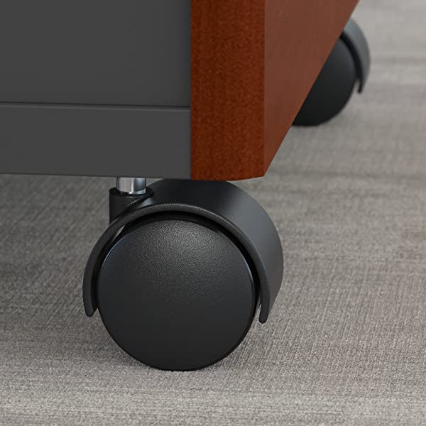 Bush Business Furniture Series C 72W Bow Front L Shaped Desk with 48W Return and Mobile File Cabinet in Hansen Cherry