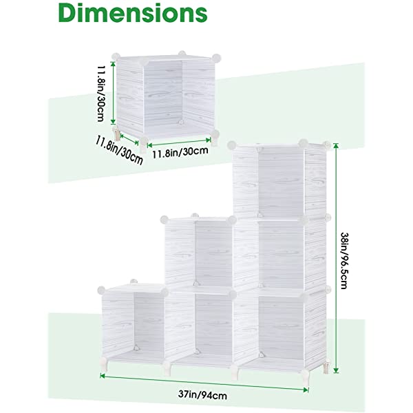 Puroma Cube Storage Organizer 6-Cube Closet Storage Shelves with Wooden Mallet DIY Closet Cabinet Bookshelf Plastic Square Organizer Shelving for Home, Office, Bedroom - Black Black Medium