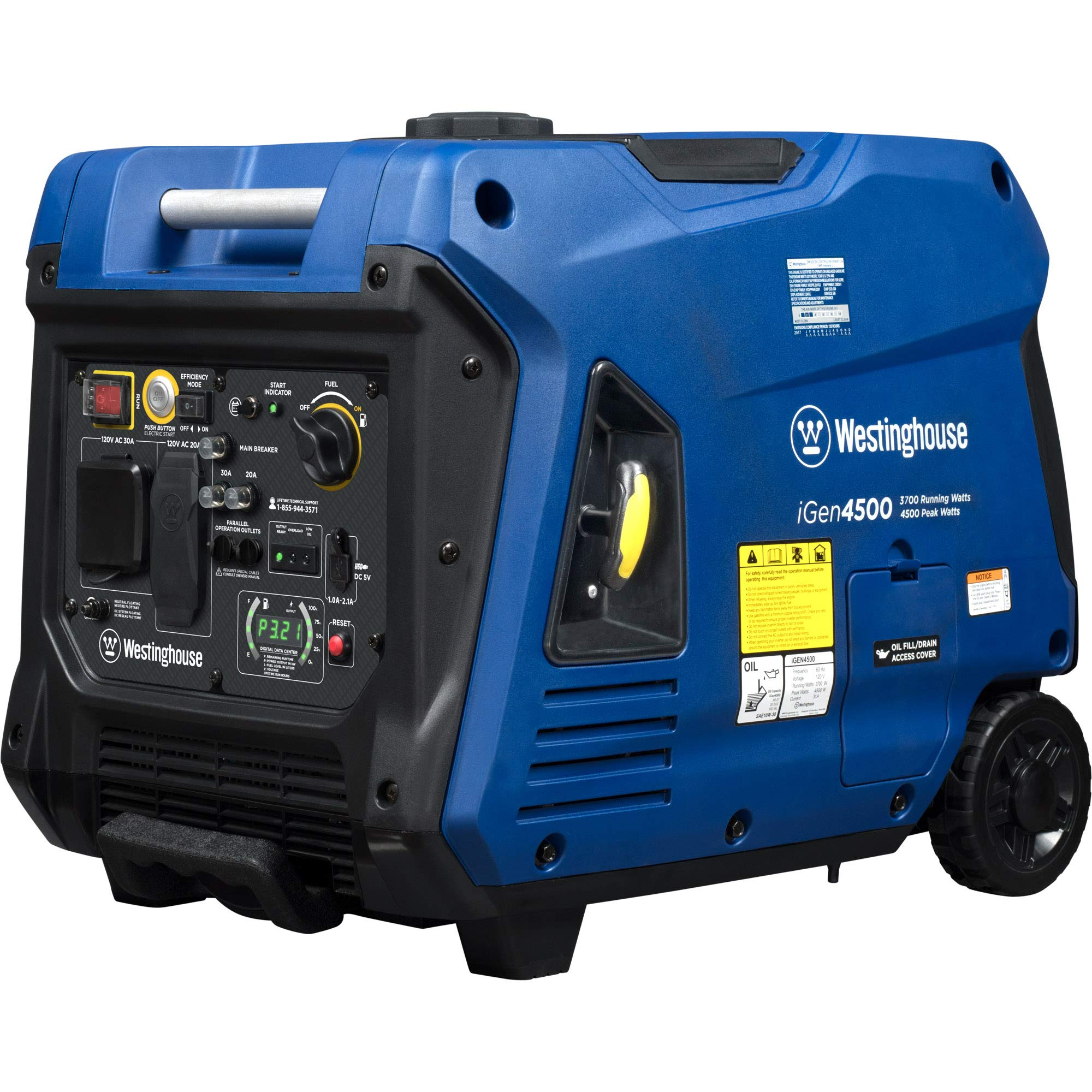Westinghouse 4500 Watt Super Quiet Portable Inverter Generator, Remote Electric Start with Auto Choke