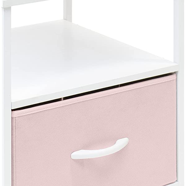 Sorbus Nightstand 1-Drawer Shelf Storage- Bedside Furniture & Accent End Table Chest for Home, Bedroom, Office, College Dorm, Steel Frame, Wood Top, Easy Pull Fabric Bins (Rustic Wood)