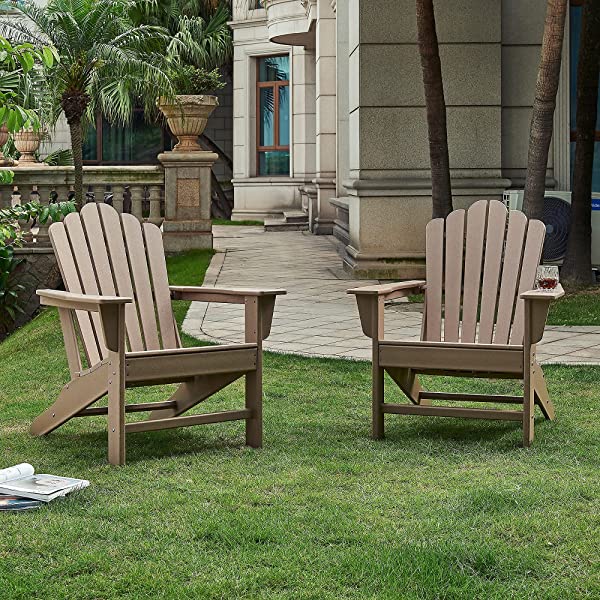 Ehomeline Classic Outdoor Adirondack Chairs with Connecting Plate Set of 3 for Garden Porch Patio Deck Backyard, Weather Resistant Accent Furniture, Blue
