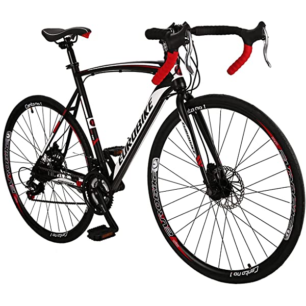 Eurobike 21 Speed Shifting System Road Bike 49/54/56 cm Frame 700C Wheel Adult Road Bicycle Black/white 30rim 54cm