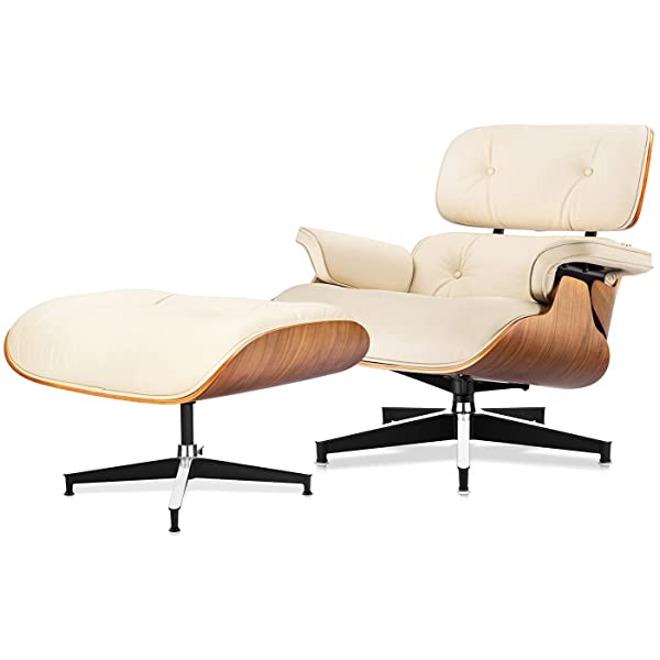 Mid Century Lounge Chair and Ottoman, Modern Chair Classic Design, Top Grain Leather Palisander Wood, Heavy Duty Base Support for Living Room, Study, Lounge, Office (Nomal, Style1-1) Nomal Style1-1