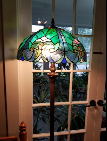 Cotoss Tiffany floor lamp, stained glass lampshade