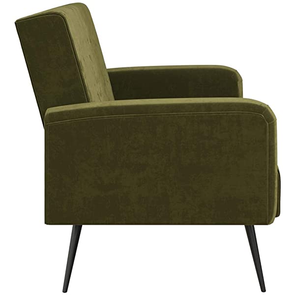 Novogratz 2360379N Z Stevie, Convertible Sofa Bed Couch, Ivory Velvet Futon