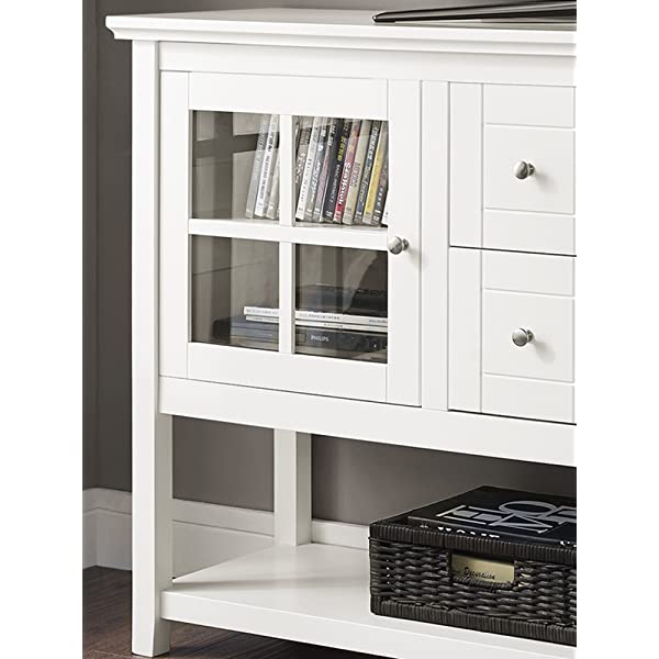 Walker Edison Charlotte Classic Glass Door Storage Buffet, 52 Inch, Espresso Espresso 52 Inch