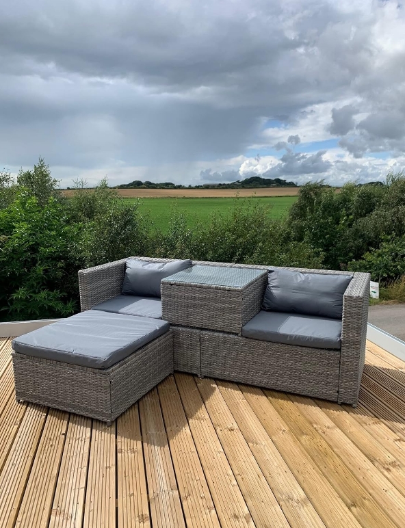 GSD Victoria Rattan Garden Furniture Corner Sofa Lounge Chase Set - Modular 4 Piece In/Outdoor - 3 Colours To Choose From