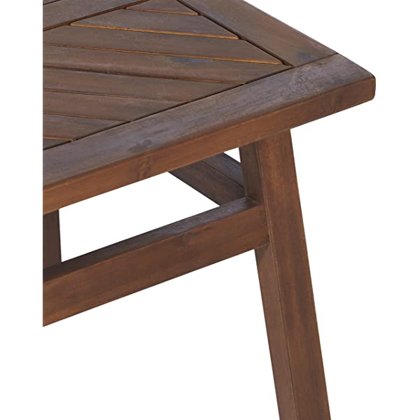 Walker Edison 5 Person Outdoor Wood Chevron Patio Furniture Dining Set Table Chairs Bench All Weather Backyard Conversation Garden Poolside Balcony, 4 Piece, Brown Brown 4 Piece Dining Set