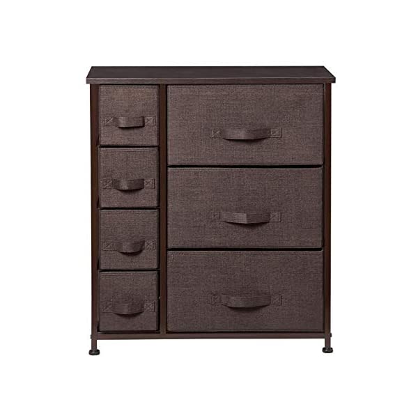 7 Drawers Dresser - Furniture Storage Tower Unit for Bedroom, Hallway, Closet, Office Organization - Steel Frame, Wood Top, Easy Pull Fabric Bins Gray/White Gray / White