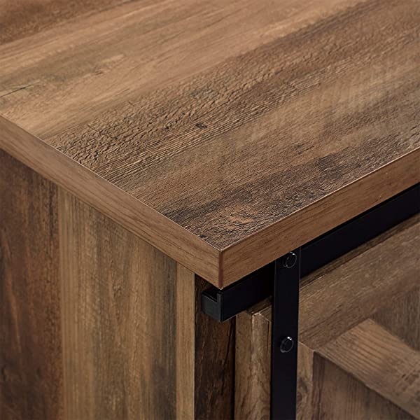 Walker Edison Richmond modern farmhouse sliding barn door TV stand for up to 52 inches, white and rustic oak white without fireplace 52 inches TV