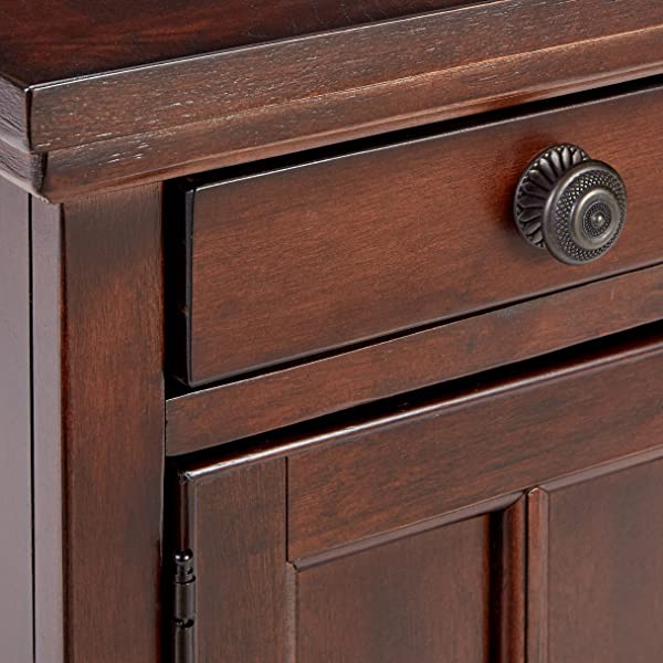 Signature Design by Ashley Tyler Creek Rustic Chair Side End Table with Pull-Out Tray & USB Ports, Brown Blackish Brown Table