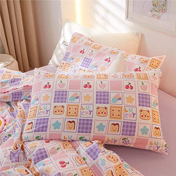 New Cartoon Animals Elephant Print Duvet Cover Sets for Kids 100% Cotton Reversible Soft 3 Pieces Kids Bedding Duvet Cover Pillowcases Kawaii Cloud Bedding Sets, Queen/Full Full/Queen (1 Duvet Cover + 2 Pillowcases) Multi A00 Elephant Bunny Balloon