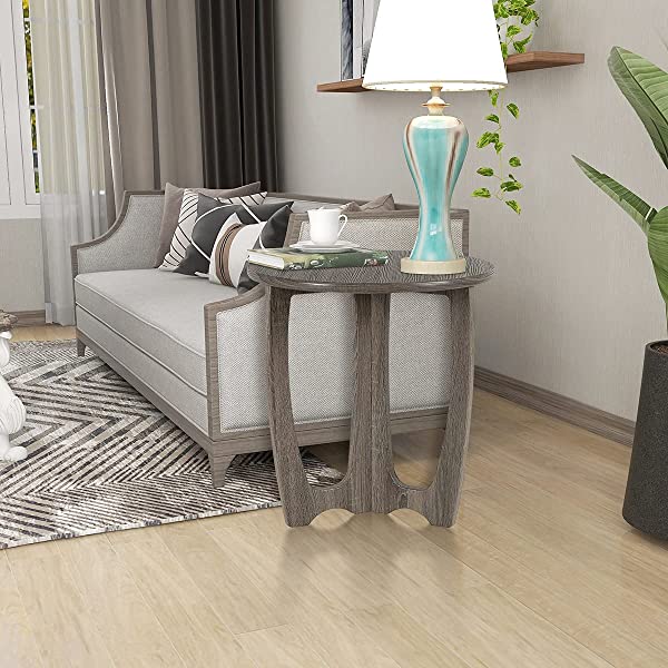 FINECASA Wooden Console Table, Half-Moon Entryway Table, Semicircle Narrow Side Table, Sofa Table for Living Room and Corridor, Foyer Table, Half Round Hallway Table, 43.4x17x30 Inches, Natural Natural Console Table