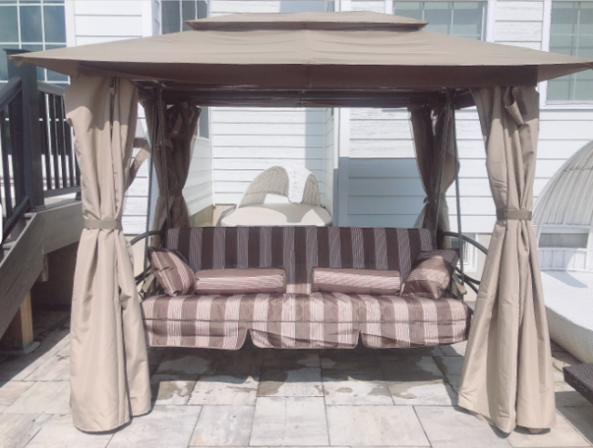 Purple Leaf 3 Person Outdoor Gazebo Terrace Swing with Adult Canopy Swing